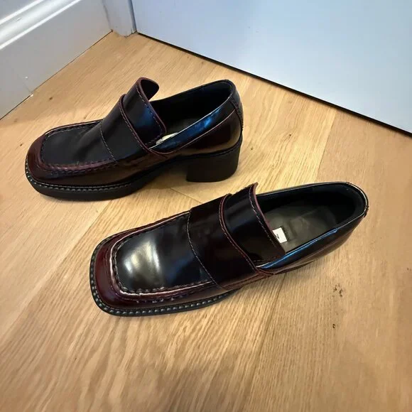 NIB! SOLD OUT COLOR! MIISTA KARINA BURGUNDY BRUSH OFF LEATHER LOAFERS sz38 - Picture 8 of 15